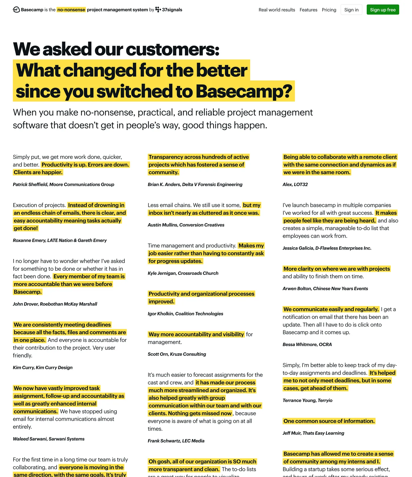 Basecamps's Wall of Love