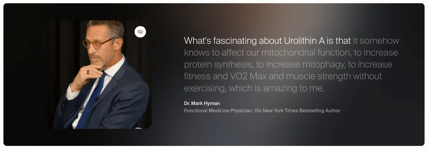 Timeline Mitopure's Testimonial with Live Captions