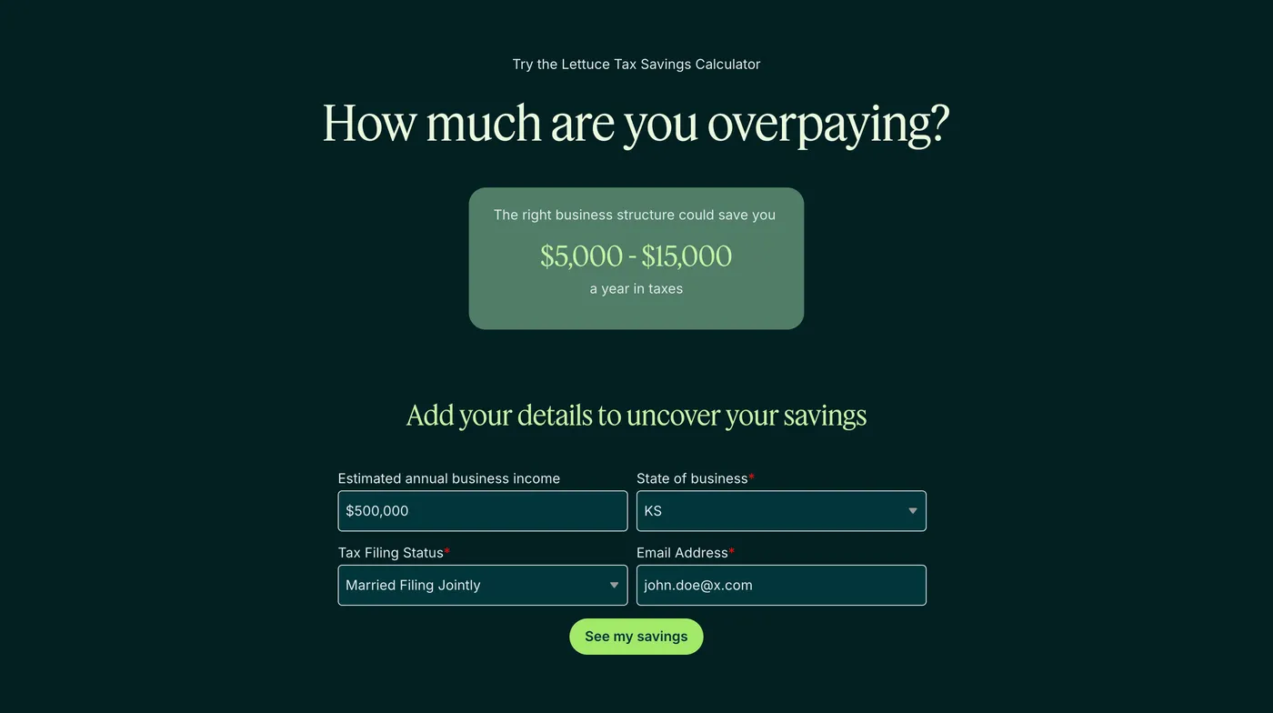 Lettuce's Tax Savings Calculator