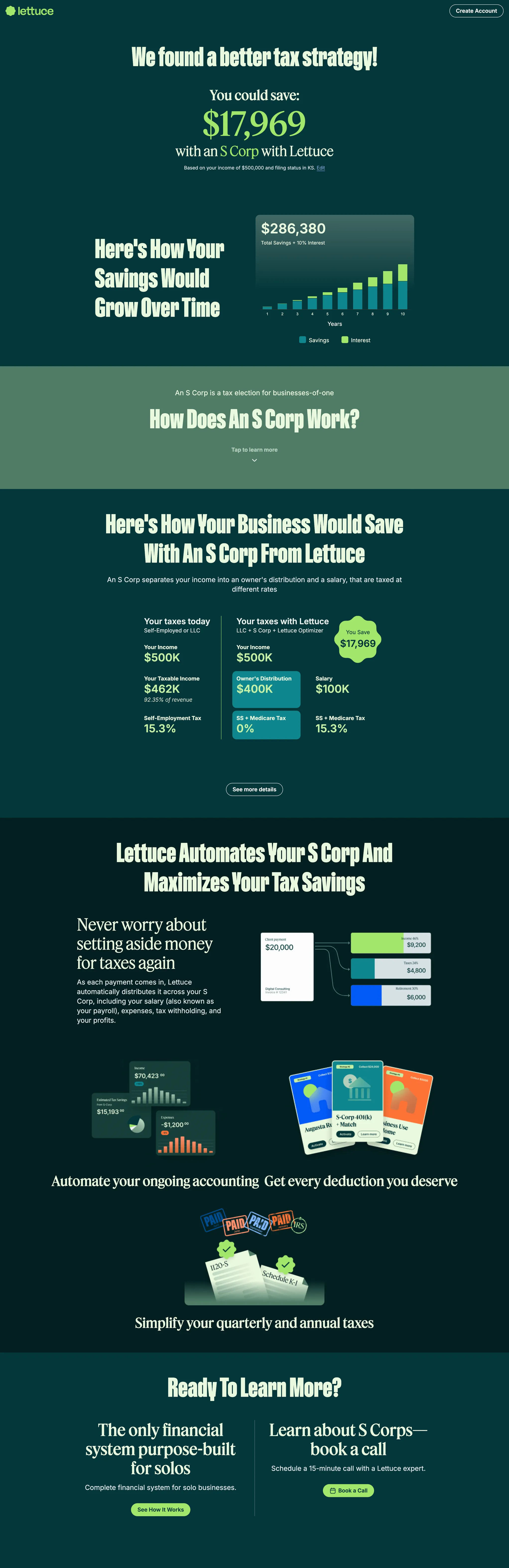 Lettuce's Tax Savings Calculator